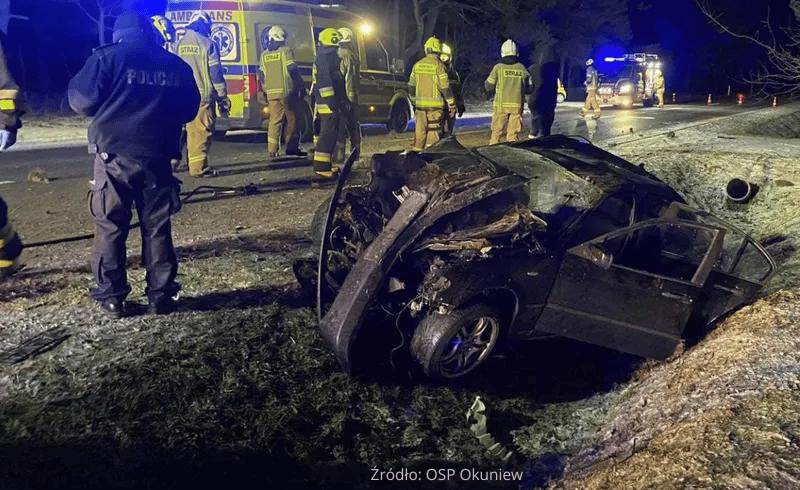 wypadek BMW, 3 osoby pijane, nie wiadomo kto prowadził